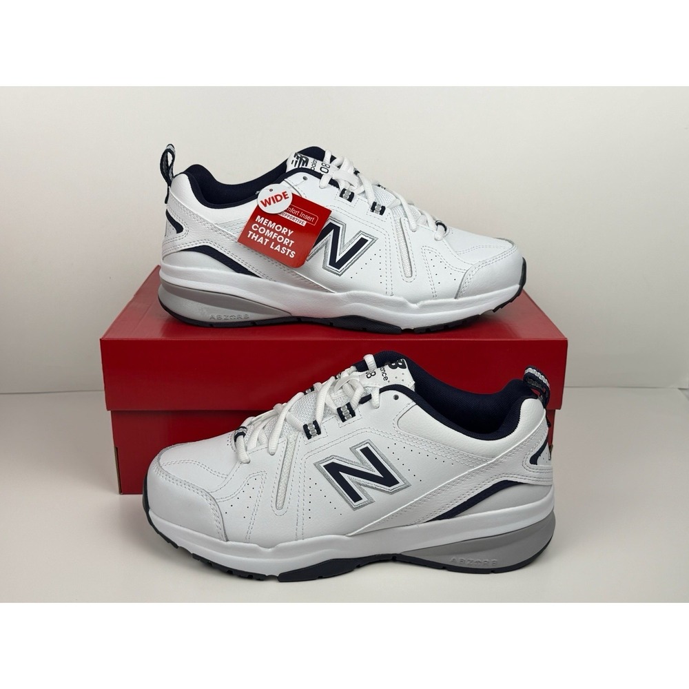 New Balance 608v5 Training Shoe Men's Size 10 4E Wide White/Blue MX608WN5